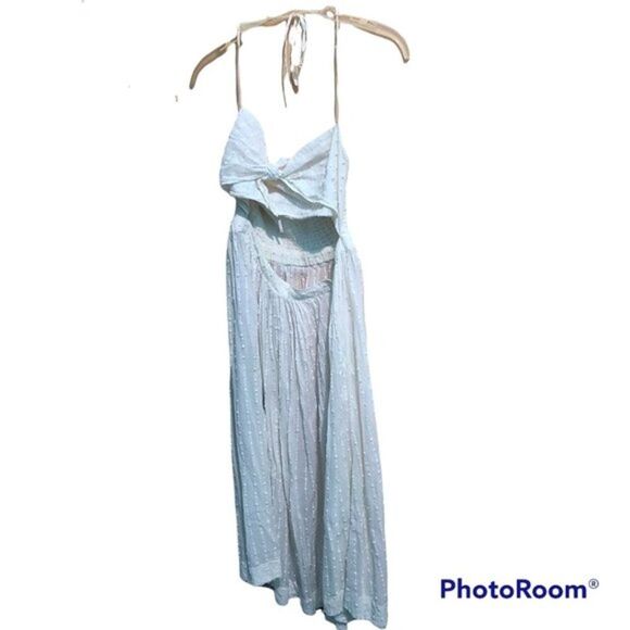 Free People cream Sundaes & Sprinkles Midi Dress Wrap Cut Out Halter tie… - Picture 6 of 11